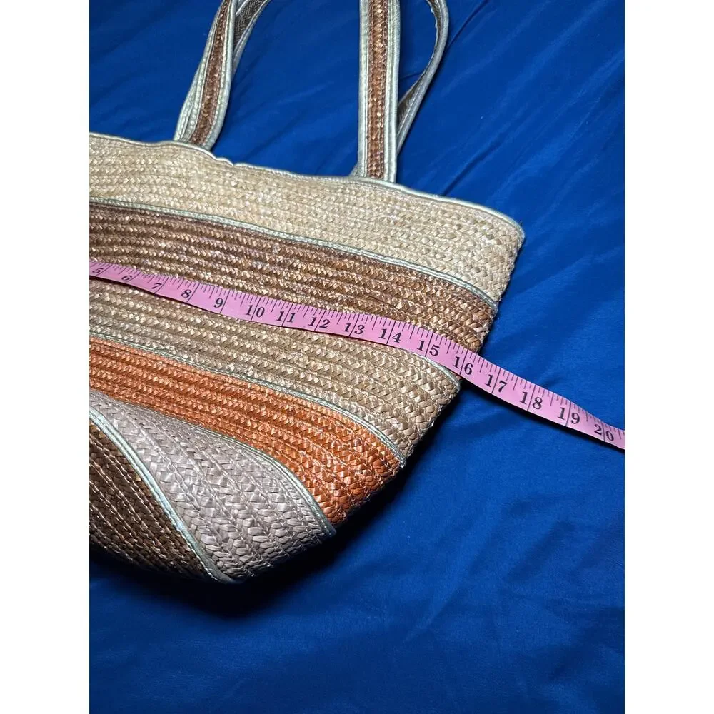 Womens wicker purse striped tote grandmacore artsy‎ bohemian boho chic classic